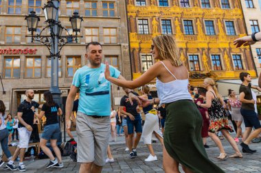 Wroclaw, Poland - 31 July 2021: Rueda de Casino open event at market square