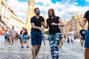 Wroclaw, Poland - 31 July 2021: Rueda de Casino open event at market square