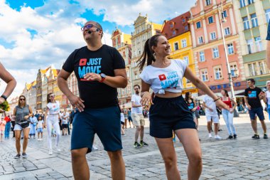 Wroclaw, Poland - 31 July 2021: Rueda de Casino open event at market square