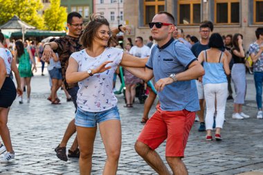 Wroclaw, Poland - 31 July 2021: Rueda de Casino open event at market square