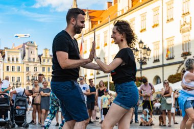 Wroclaw, Poland - 31 July 2021: Rueda de Casino open event at market square