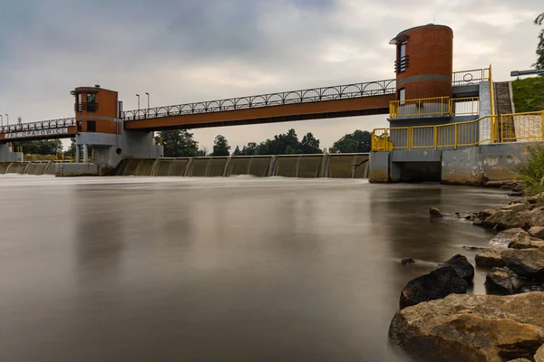 Wroclaw Poland July 2021 Beautiful Morning Sunrise Water Dam Bridge — Fotografia de Stock