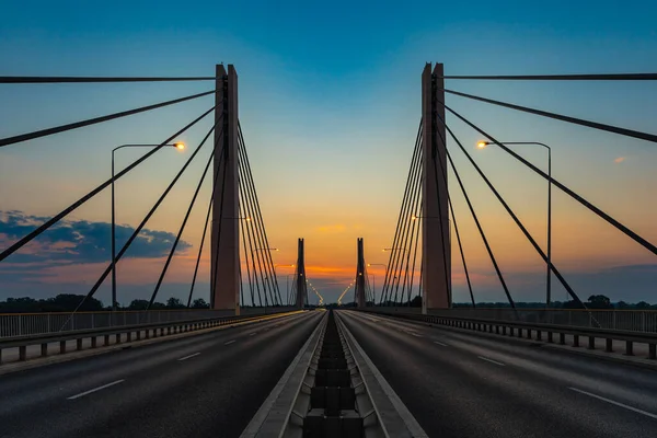 Wroclaw Poland July 2021 Beautiful Morning Sunrise Seen Millennium Bridge —  Fotos de Stock