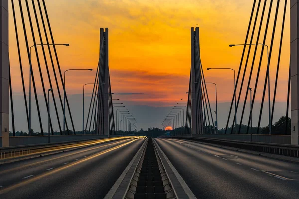 Wroclaw Poland July 2021 Beautiful Morning Sunrise Seen Millennium Bridge — 스톡 사진