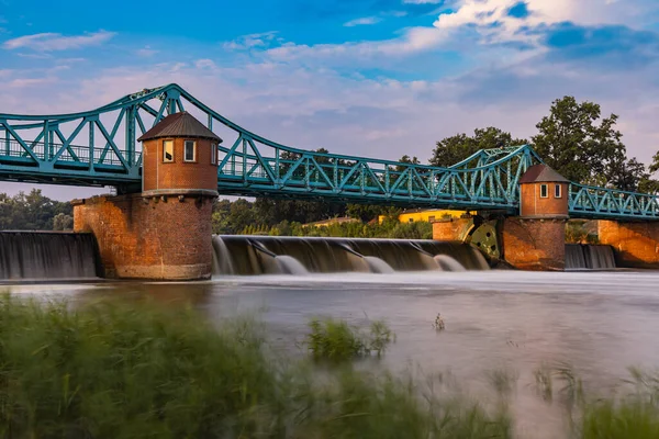 Wroclaw Poland July 2021 Beautiful Morning Sunrise Water Dam Bridge — Photo