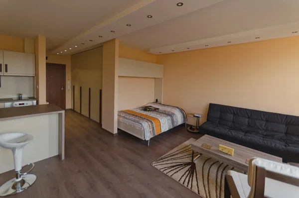 Modern oturma odası ile mutfak köşesi