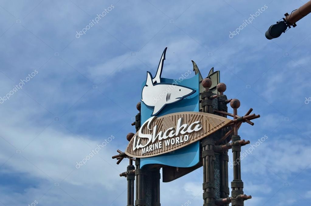 The Logo composition of uShaka Marine Worlds in Durban at complex entrance