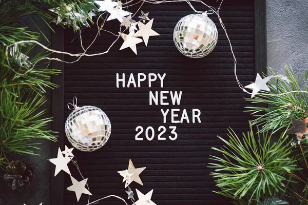 Happy New Years 2023 Christmas Background Cone Tree Christmas Decorations — Stock fotografie