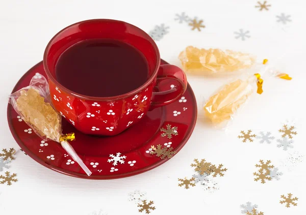 Christmas tea and crystal sugar — Stock Photo, Image