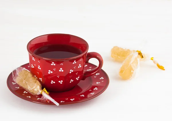 Tea and crystal sugar — Stock Photo, Image
