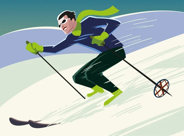 Skifahrer rutscht vom Berg — Stockvektor