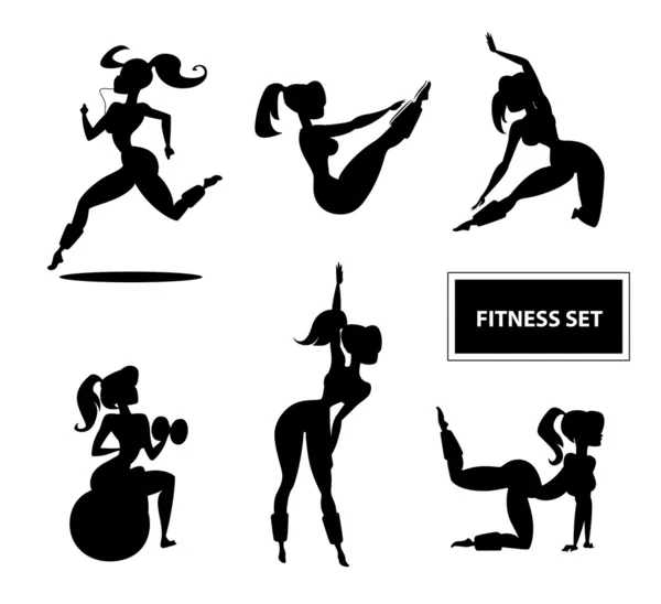 Juego de fitness mujer — Vector de stock