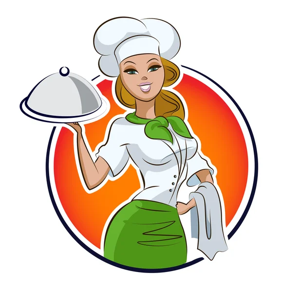 Mujer cocinero restaurante — Vector de stock