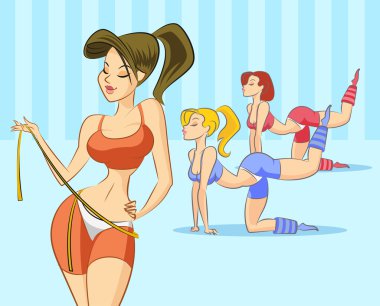 Woman fitness group clipart