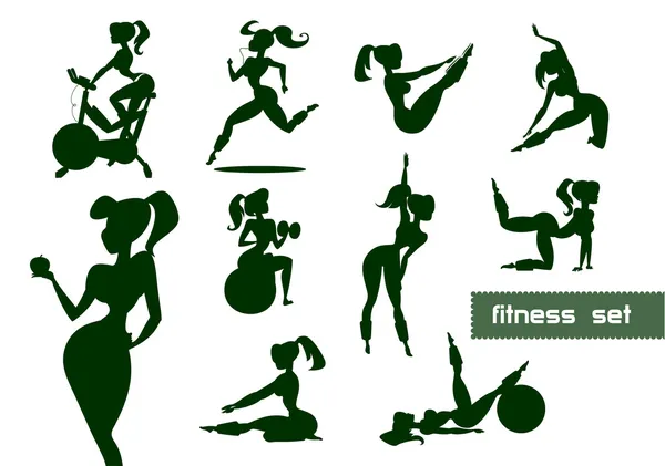 Juego de fitness mujer — Vector de stock