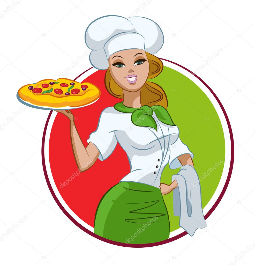 Woman Pizza Cook Stock Vector Image By C Maxutov