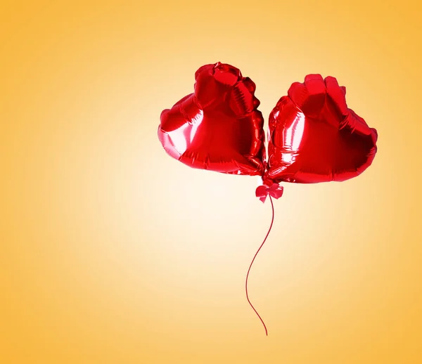 Valentine Bakgrund Med Ballonger Röda Hjärtan Gul Glada Älskare Dag — Stockfoto