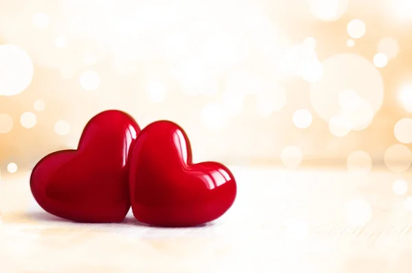 Valentines Day Background Shiny Plastic Hearts Light Happy Lovers Day — Stock Photo, Image