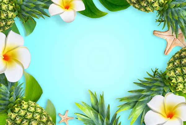 夏季背景设计的概念 水仙花 的度假海滩尽收眼底 — 图库照片