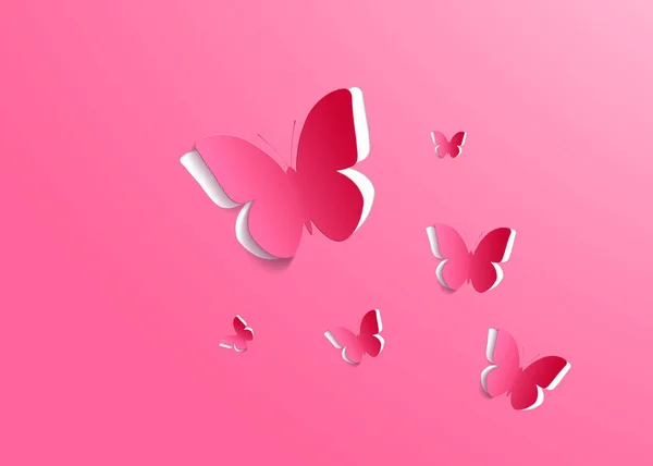 Mariposas Papel Sobre Fondo Rosa Concepto Amor San Valentín Vista — Foto de Stock