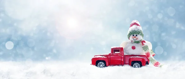 Nuovo Concetto Neve Natale Anno Buone Feste Natale Trasporto Inverno — Foto Stock