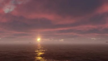 3D illustration. UFO over the sea and waves