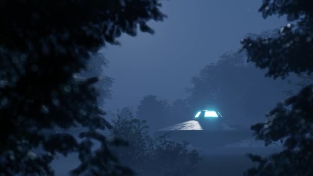 Ufo Flew Wild Forest Night — Vídeo de stock