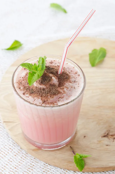 Watermelon cocktail with milk and mint — Stock Photo, Image