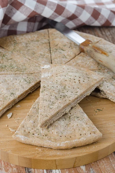 Piece of rye bread with dill closeup — Stock Photo, Image