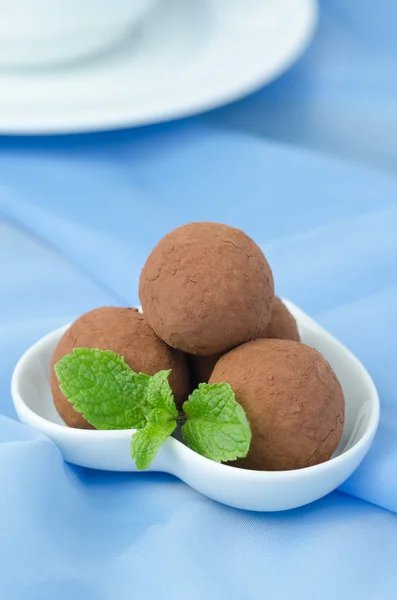 新鮮なミントとチョコレートのトリュフ — ストック写真