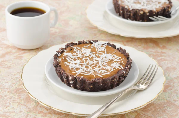 Tartes au chocolat à la crème et au café horizontal — Photo