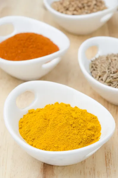 Turmeric in a white bowl, closeup — Stock Photo, Image