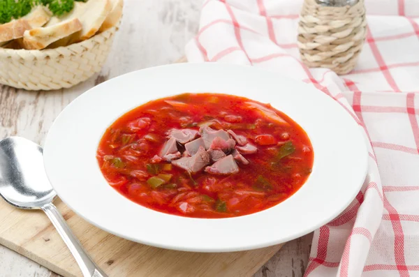 Ukrainischer Nationaler Roter Borscht von oben — Stockfoto