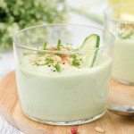 Cold soup with avocado, cucumber and yoghurt, horizontal Cold soup with avocado, cucumber and yoghurt, horizontal