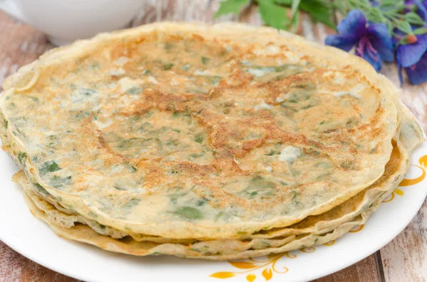 Crepes with spinach — Stock Photo, Image