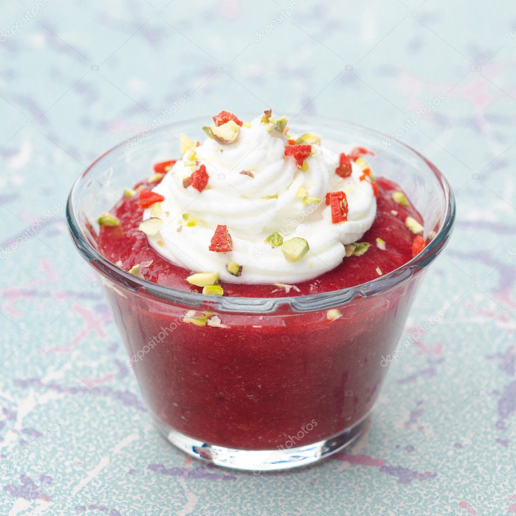 Dessert with strawberry jam and whipped cream ⬇ Stock Photo, Image by © cook_inspire 22278453