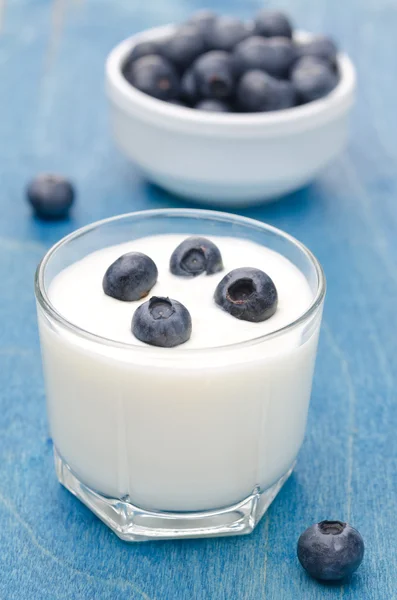 Joghurt mit frischen Blaubeeren — Stockfoto