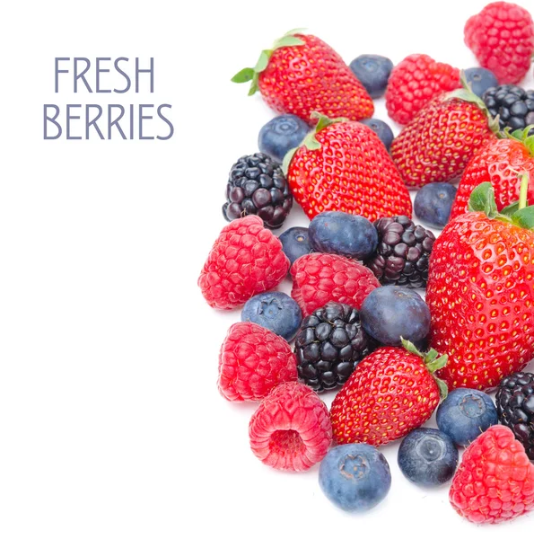 Assorted of fresh berries isolated on a white background — Stock Photo, Image