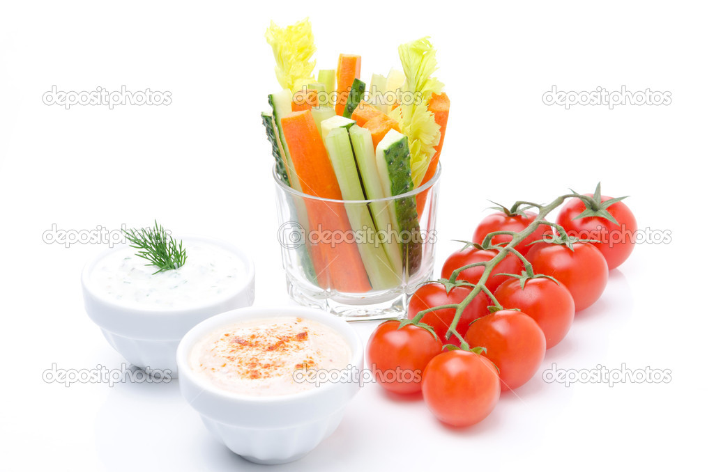 Assorted fresh vegetables (celery, cucumber and carrot, tomatoes)