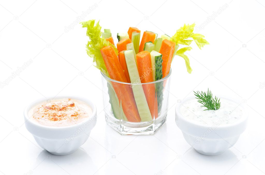 Assorted fresh vegetables in a glass