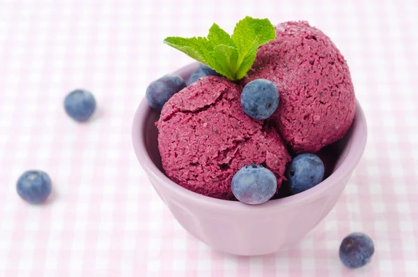 Refreshing blueberry sorbet horizontal — Stock Photo, Image