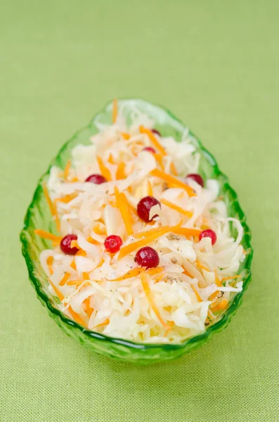 Salad of pickled cabbage with carrots and cowberry — Stock Photo, Image