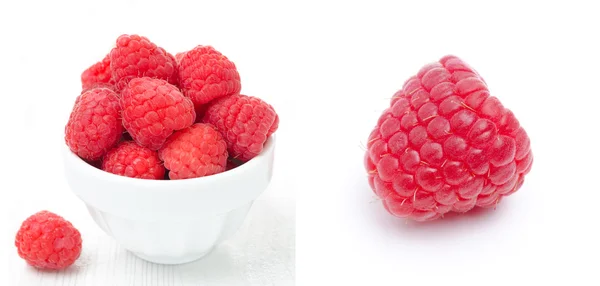 Collage with fresh raspberries — Stock Photo, Image