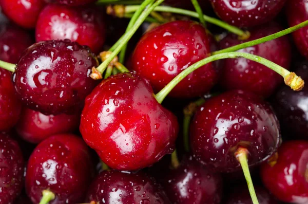 Close-up of fresh cherry background, selective focus — Stock Photo, Image