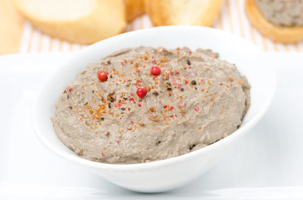 Liver pate with pink pepper — Stock Photo, Image