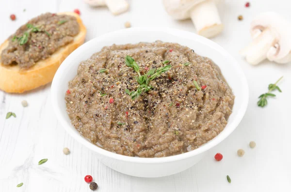 Mushroom pate in a bowl close-up — Stock Photo, Image