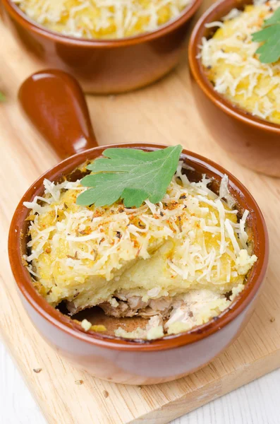 Forma porcionada con pollo al horno con puré de coliflor —  Fotos de Stock