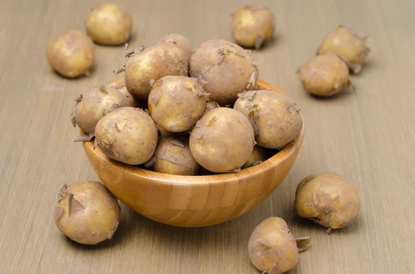 Nieuwe aardappelen in een kom, horizontale — Stockfoto