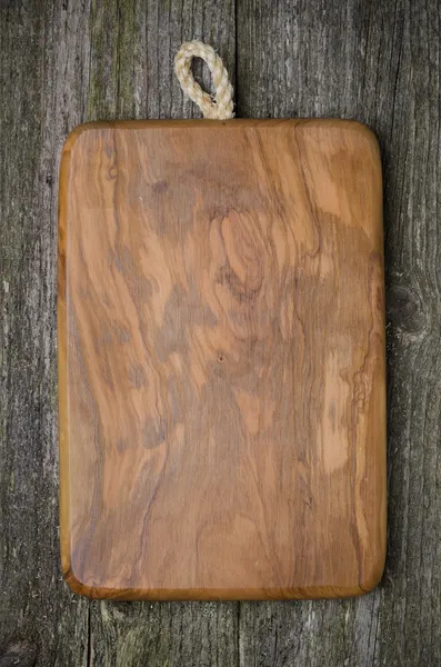 Vintage cutting board with space for text on wooden background