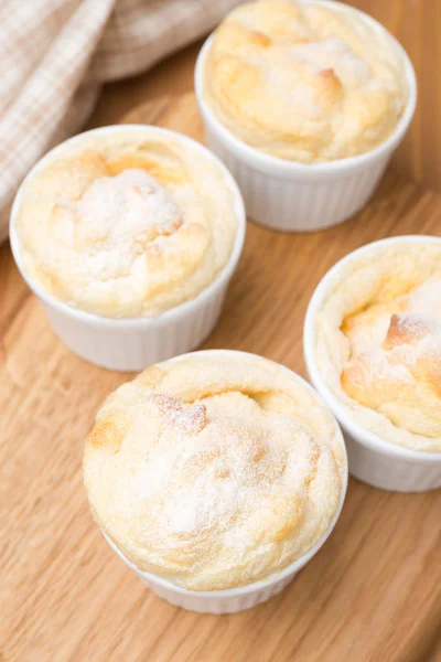 Peach souffle in the portioned form, top view — Stock Photo, Image